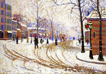 (image for) Handmade oil painting Copy paintings of famous artists Paul Signac's painting, Snow, Boulevard de Clic